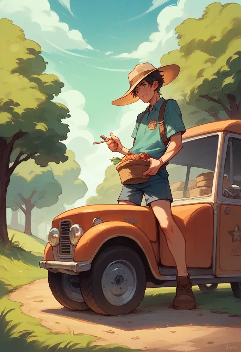 Tractor and farmer