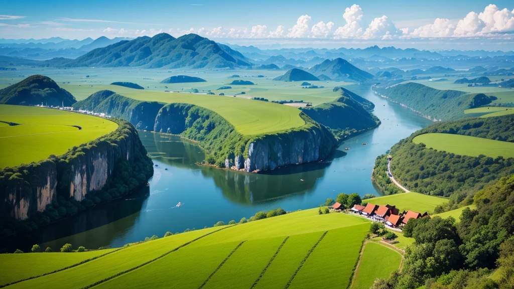 Beautiful countryside scene of Thailand. Aerial view. Photorealistic photos, High definition