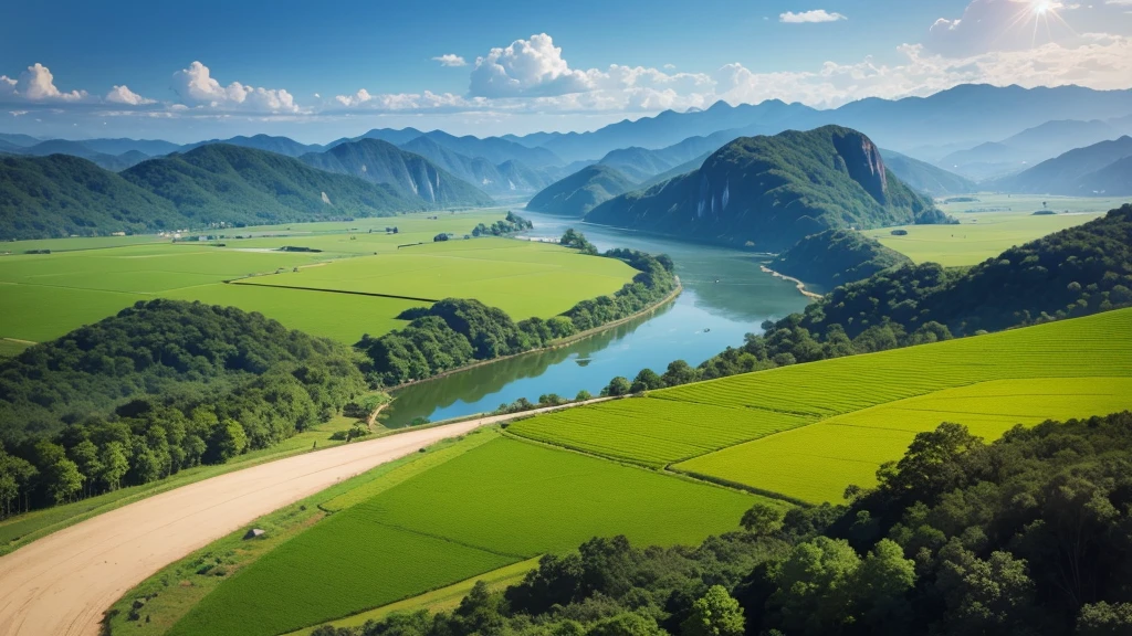 Beautiful countryside scene of Thailand. Aerial view. Photorealistic photos, High definition