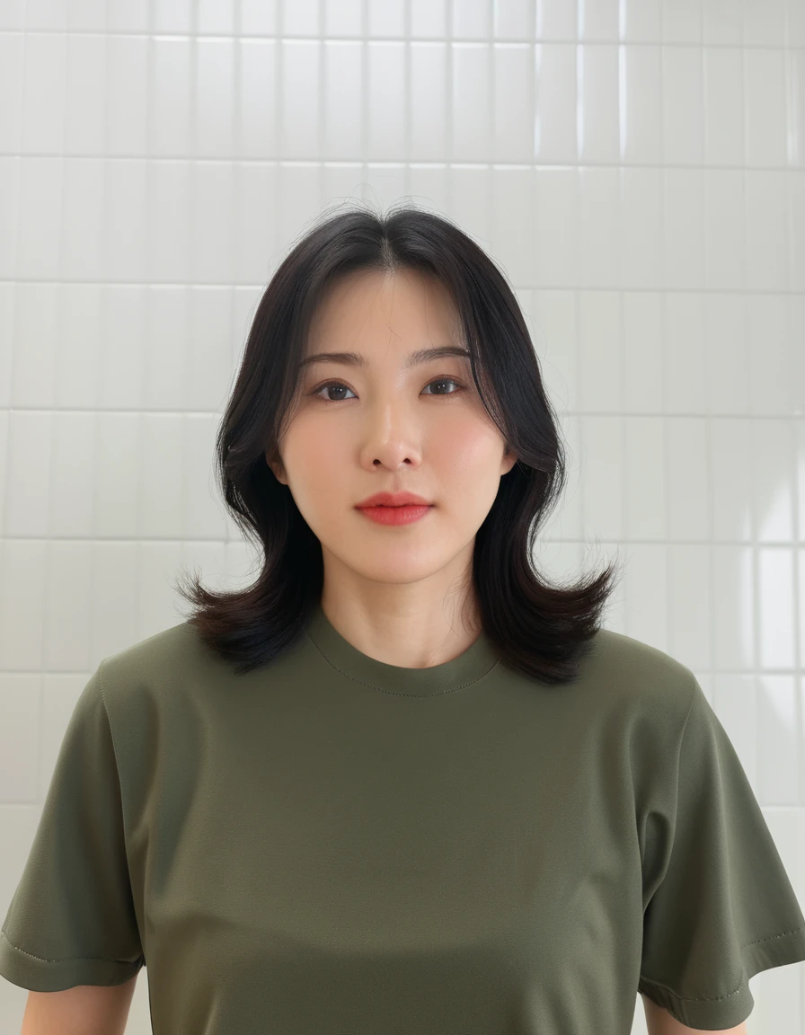 Best Quality, 8k, Masterpiece, (Portrait: 1.3), (photo realistic:1.4), (hyper realistic:1.4), Sharp Focus, looking at viewer, (smoother lighting:1.1), (increase cinematic lighting quality:0.9), realistic lighting, backlighting, light on face, ray trace, (brightening light:1.2), (Increase quality:1.4), sharp detail, (best quality real texture skin:1.4), finely detailed eyes, black_eyes, finely detailed face, 25 year old Korean woman