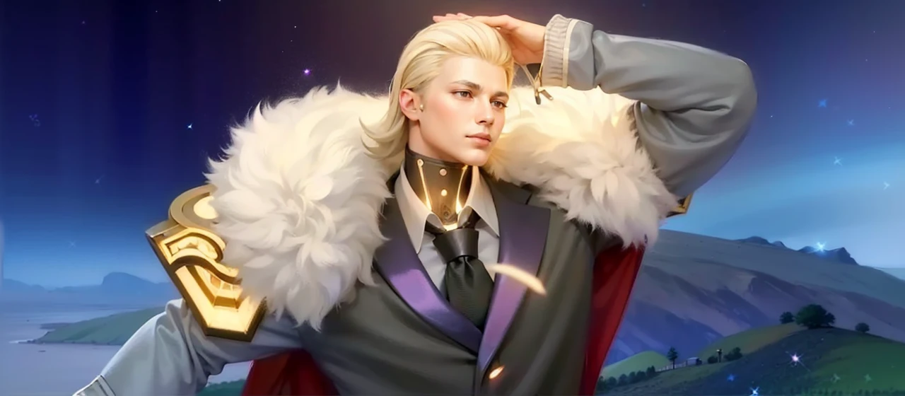 masculine male, masterpiece, ((perfect eyes)) best quality, (semirealism:1.9), beautiful lighting, (extremely detailed CG unity 4k fhd wallpaper), High Detail, Sharp focus, dramatic outdoors, 1 boy ,19 years old, white hair, light purpel eyes, smile.