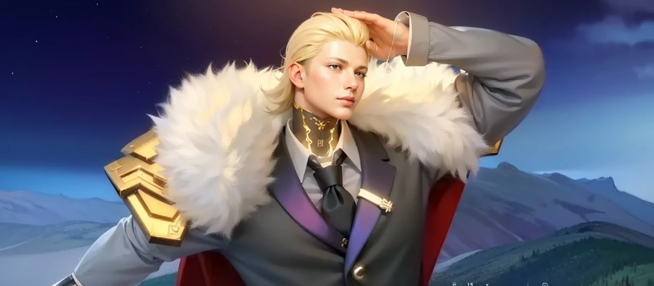 masculine male, masterpiece, ((perfect eyes)) best quality, (semirealism:1.9), beautiful lighting, (extremely detailed CG unity 4k fhd wallpaper), High Detail, Sharp focus, dramatic outdoors, 1 boy ,19 years old, white hair, light purpel eyes, smile.