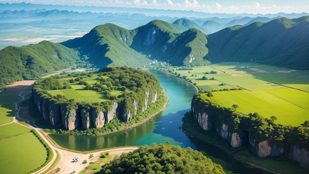 Beautiful countryside scene of Thailand. Aerial view. Photorealistic photos, High definition