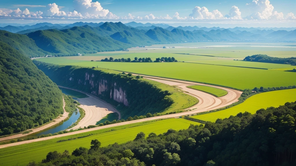 Beautiful countryside scene of Thailand. Aerial view. Photorealistic photos, High definition