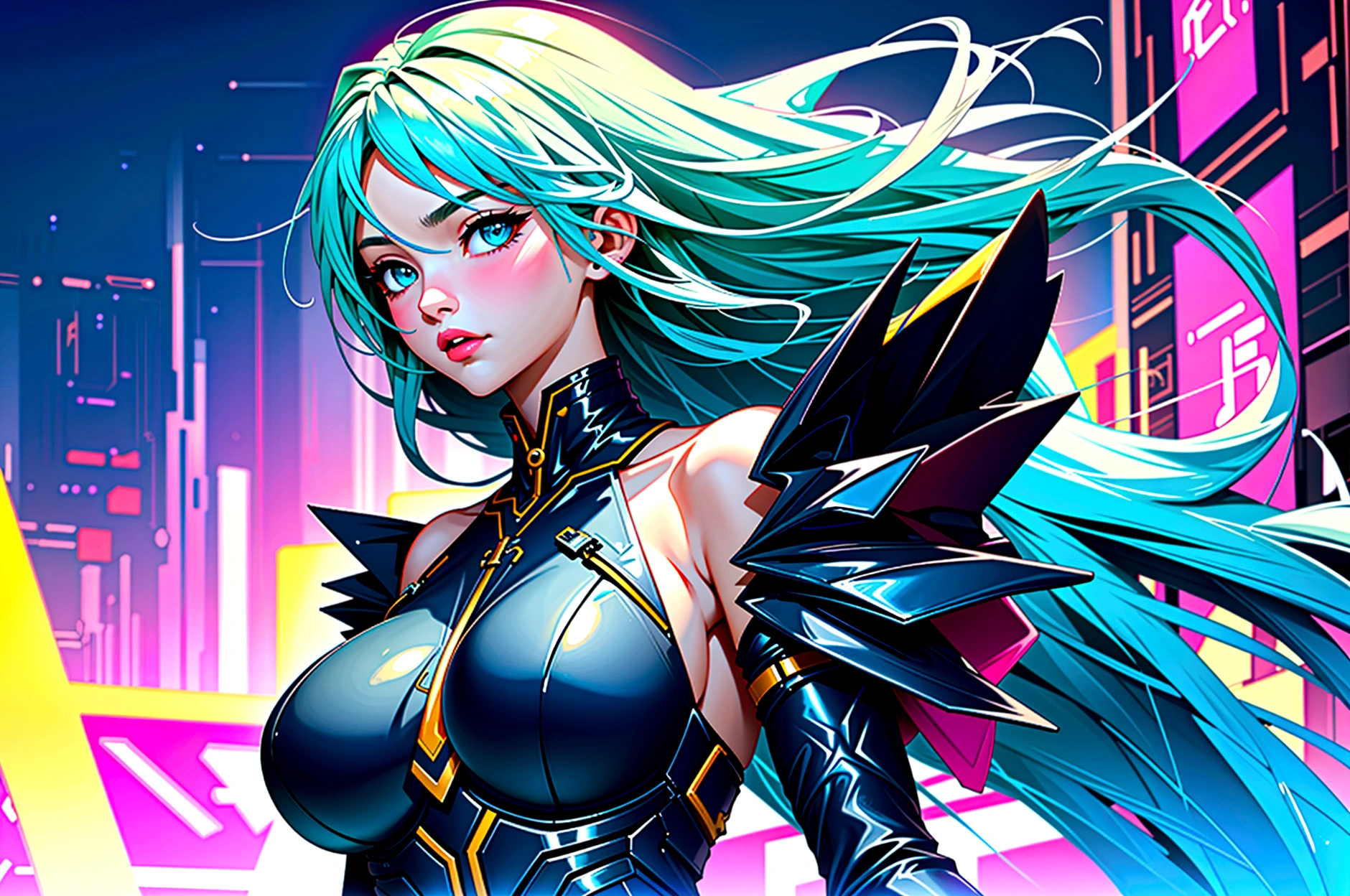 Masterpiece, Top Quality, Best Quality, Official Art, Beautiful and aesthetic:1.2), (1Girl:1.3), Extremely detailed,(fractal art:1.2),colourfull,highest details,( Zentangle neon:1.2), (Dynamic Pose), (Abstract background neon:1.5), (treditional dress:1.2), (sparkly skin), (many colors:1.4), upper half body ,neons,16 k,Full HD, Blue Eyes, beautidful eyes, extremely detailed eyes and face, Beautiful detailed eyes, Ultra-detailed, light on the face, with long blond hair, Blonde hair, Slim Body, Fair skin, a 18 year old girl,