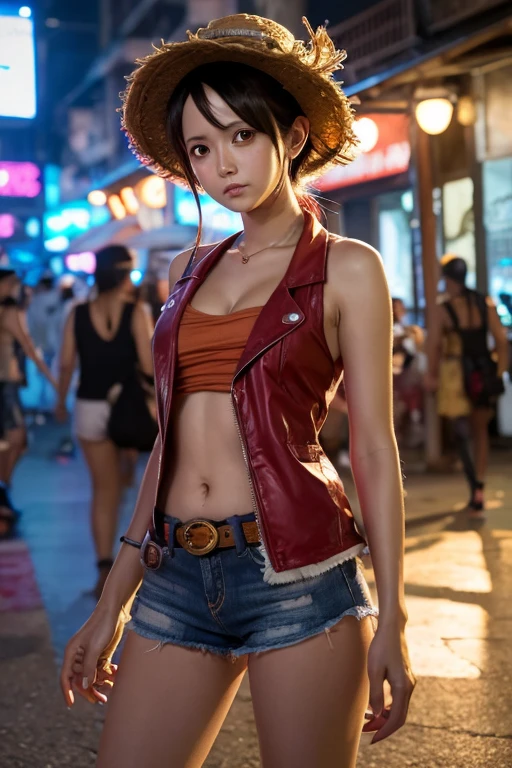 ((Monkey D Luffy Beautiful Girl)) 4K  8K:: Realistic::4. Cyberpunk::1 --v 4 --Quality 2 