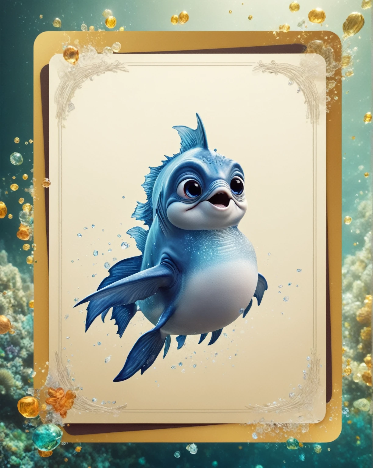 Story card interface,Ocean-themed script,Reflecting ocean elements and colors