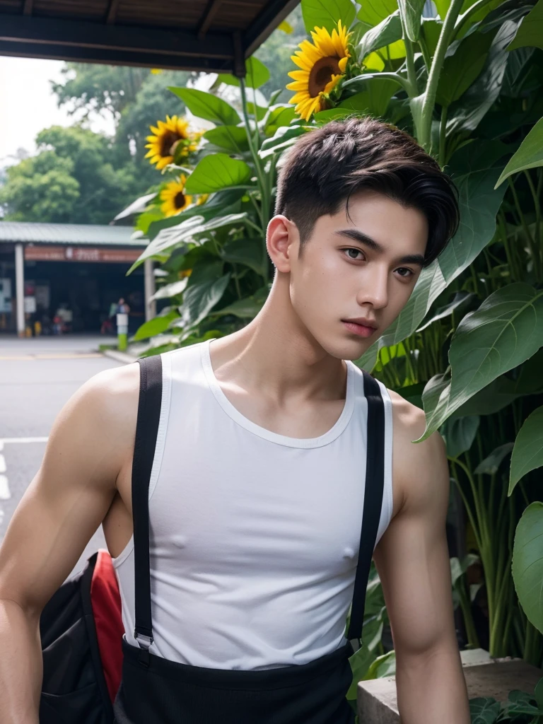 (a shirtless cute and handsome teenage Bangkok-chinese 18 years old boy,standing  naked show a small soft penis,not wearing shorts  or pants,full body, face like thai actor"โฟร์ท ณัฐวรรธน์ ,white skin tone, wet hair wet body photorealistic:1.37), (best quality, 4k, masterpiece:1.2), ultra-detailed, realistic:1.37, professional, vivid colors, bokeh, sharp focus, physically-based rendering, slim body,thin body, natural lighting, take a bath in outdoor garden canal , soft skin, gentle sunlight, warm color palette