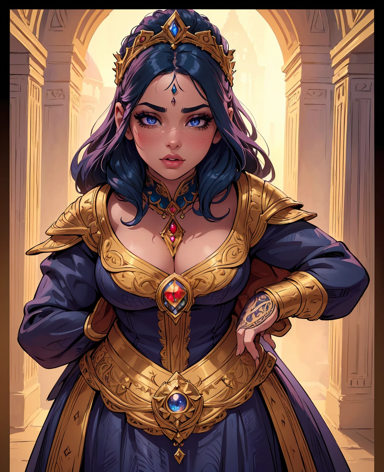 a tiny female dwarf, beautiful detailed eyes, beautiful detailed lips, extremely detailed eyes and face, long eyelashes, detailed intricate fantasy costume, ornate jewelry, (best quality,4k,8k,highres,masterpiece:1.2),ultra-detailed,(realistic,photorealistic,photo-realistic:1.37),cinematic lighting, dramatic shadows, fantasy art, digital painting, vibrant colors, warm color palette