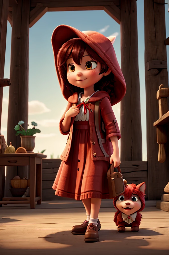 Little Red Riding Hood and the Big Bad Wolf in story animation