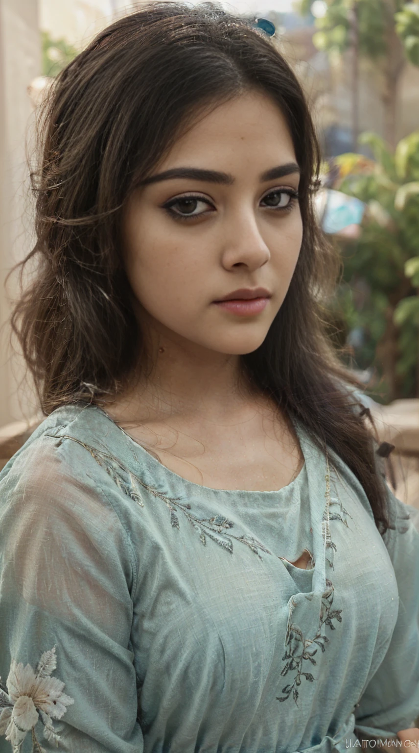 ultra-realistic photograph, Indian Instagram female model, mid 20s,9:16,mid-shot,beautiful detailed eyes, detailed lips ,long eyelashes, black curly hair, naturally full eyebrows, perfectly formed nose, expressive face, attractive appearance, confident and elegant posture, graceful movement, vibrant and colorful dress, rich and intricate embroidery, garden background, serene and natural atmosphere, stunning architecture, soft and natural lighting, vivid colors, photorealistic, HDR, high-res, studio lighting, ultra-detailed, bokeh