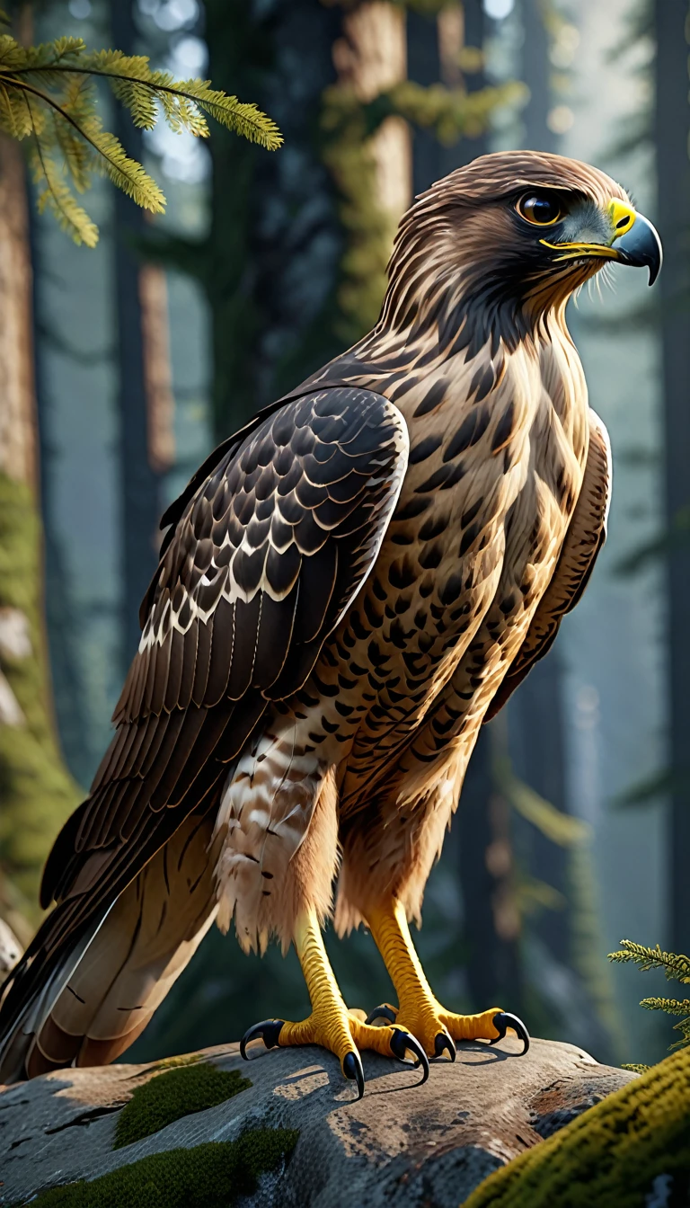 Mountains and forests，There is a kind of beast，Looks like a hawk，One pair of hands(best quality，4K，8K，High level，masterpiece：1.2），Ultra Detailed，（lifelike，Photo real，Photo real：1.37），Highly detailed animals，Realistic lighting，Fantasy Creatures