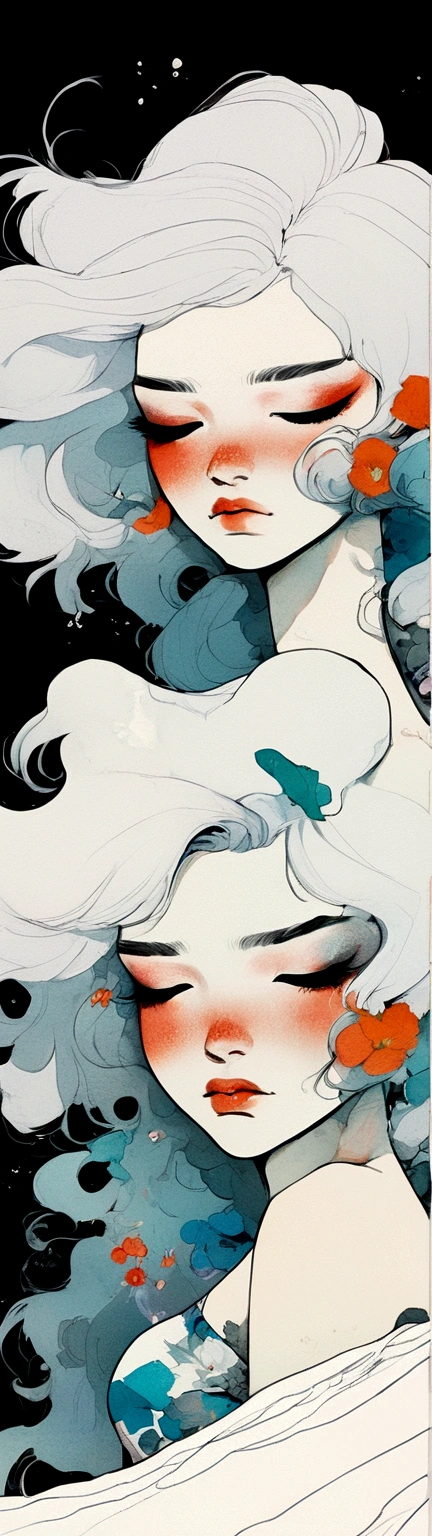 a drawing of a woman with white hair and a flower in her hair, loish |, inspired by James Jean, loish and ross tran, beautiful comic art, neoartcore and charlie bowater, inspired by Martine Johanna, lois van rossdraws, laurie greasley and james jean, lois van baarle and rossdraws, james jean artwork