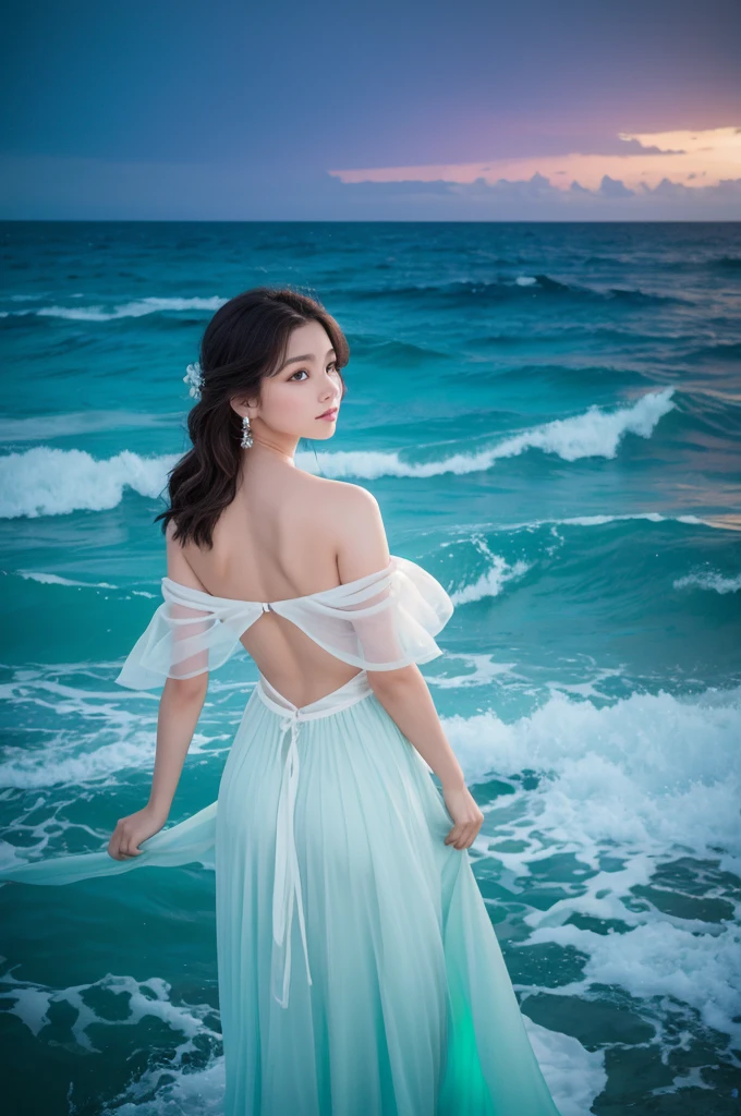 Bewitching beauty background Ocean dim Aurora White