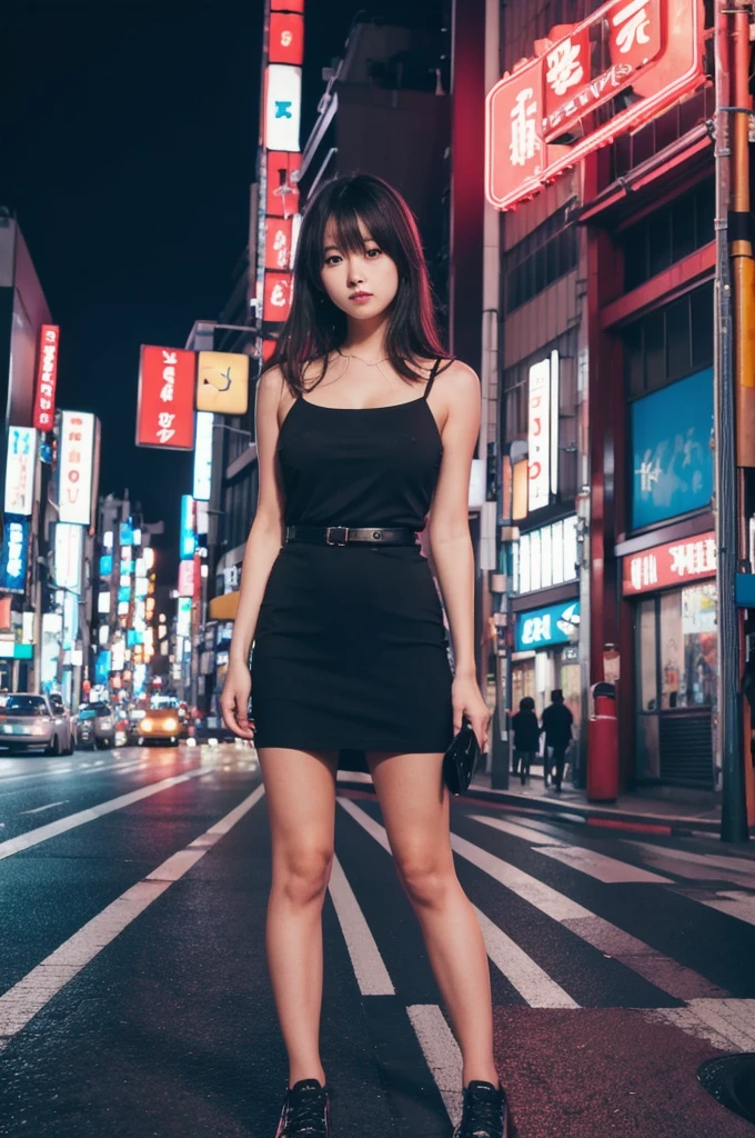 One girl, Tokyo Street,night, Cityscape,City lights, Upper Body,close, 8k, RAW Photos, Highest quality, masterpiece,Realistic, photo-Realistic,