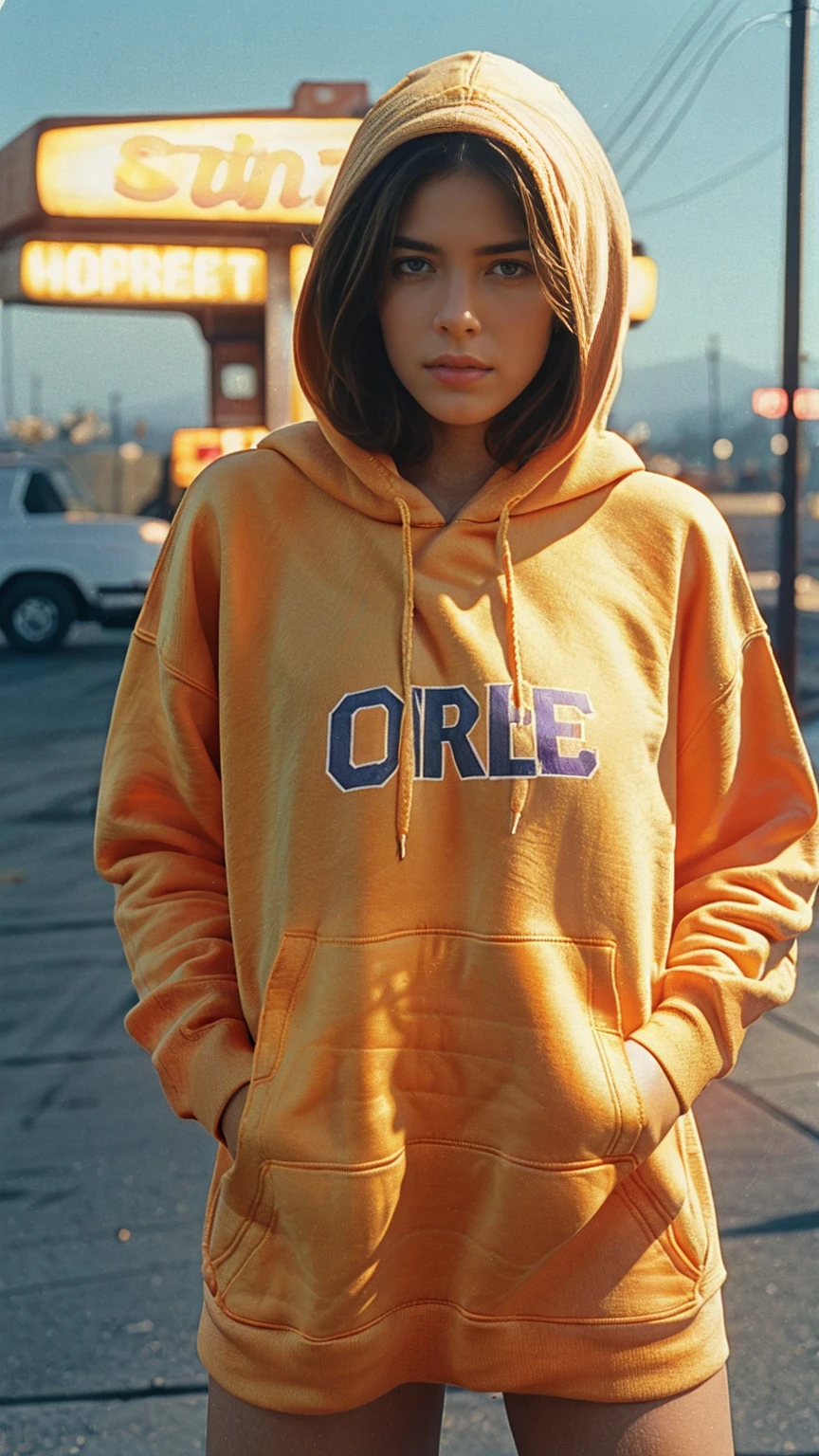 gorgeous young white woman,21 y.o, sweet face,yellow eyes,downturned eyes,heart shaped lips,straight eyebrows,raised nose,round face,((long shot)) Blonde influencer with natural wavy long hair,Kombiniere klassische Streetwear-Elemente wie Sneaker, Hoodies or jeans with high-quality accessories such as a designer handbag or a luxury watch, um einen modernen und dennoch edlen Look zu kreieren, extravagant , 8k, extremely detailed, Fotorealistisch, komplizierte Details, realistische Hauttextur, realistische Haare, Textur, Cheerful, 8k uhd, Best quality, high resolution, Detailgenauigkeit, very big breasts, long shot, weitwinkel, Ukrainian Woman by the Sea , Dynamic Prompts for Dress Type ,Hair color and Dress Color