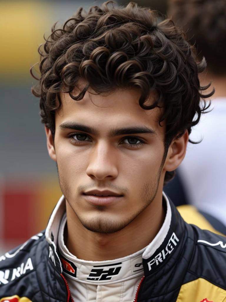 A young Formula 1 driver, he is 25 years old and he is of Brazilian origin with brown eyes and short curly hair.
They don't smile.
