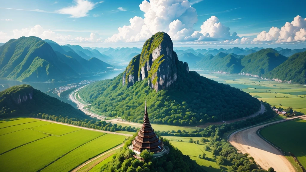 Beautiful countryside scene of Thailand. Aerial view. Photorealistic photos, High definition