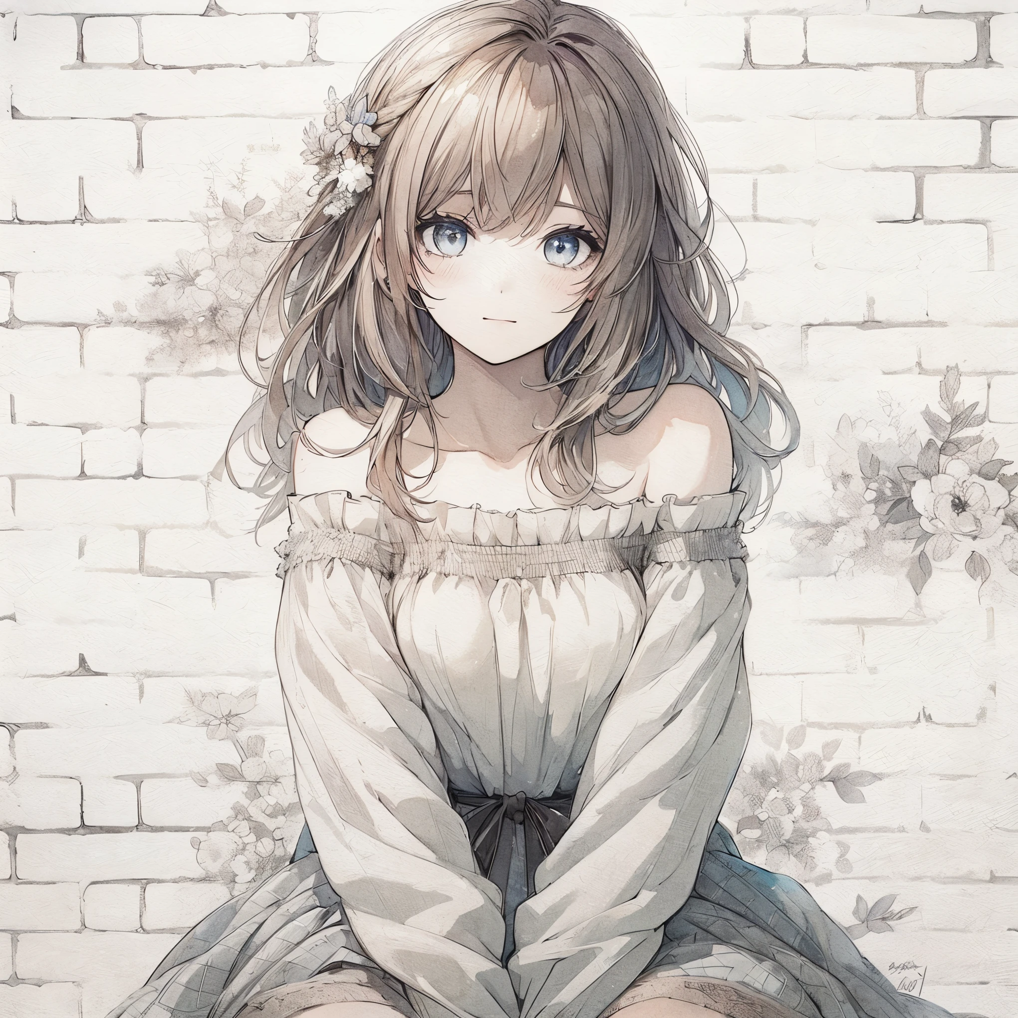 Official art using high-quality hand-drawn watercolor sketch techniques. (best quality,4k,8k,highres,masterpiece:1.2),ultra-detailed,beautiful detailed eyes,A girl with beautiful eyes, everyone, beautiful anime girl, cute anime girl, smooth anime art, anime style, elegant colors, soft lighting, delicate beautiful wet eyes, very coquettish, (beautiful large breast:1.2), (correct hands:1.2),