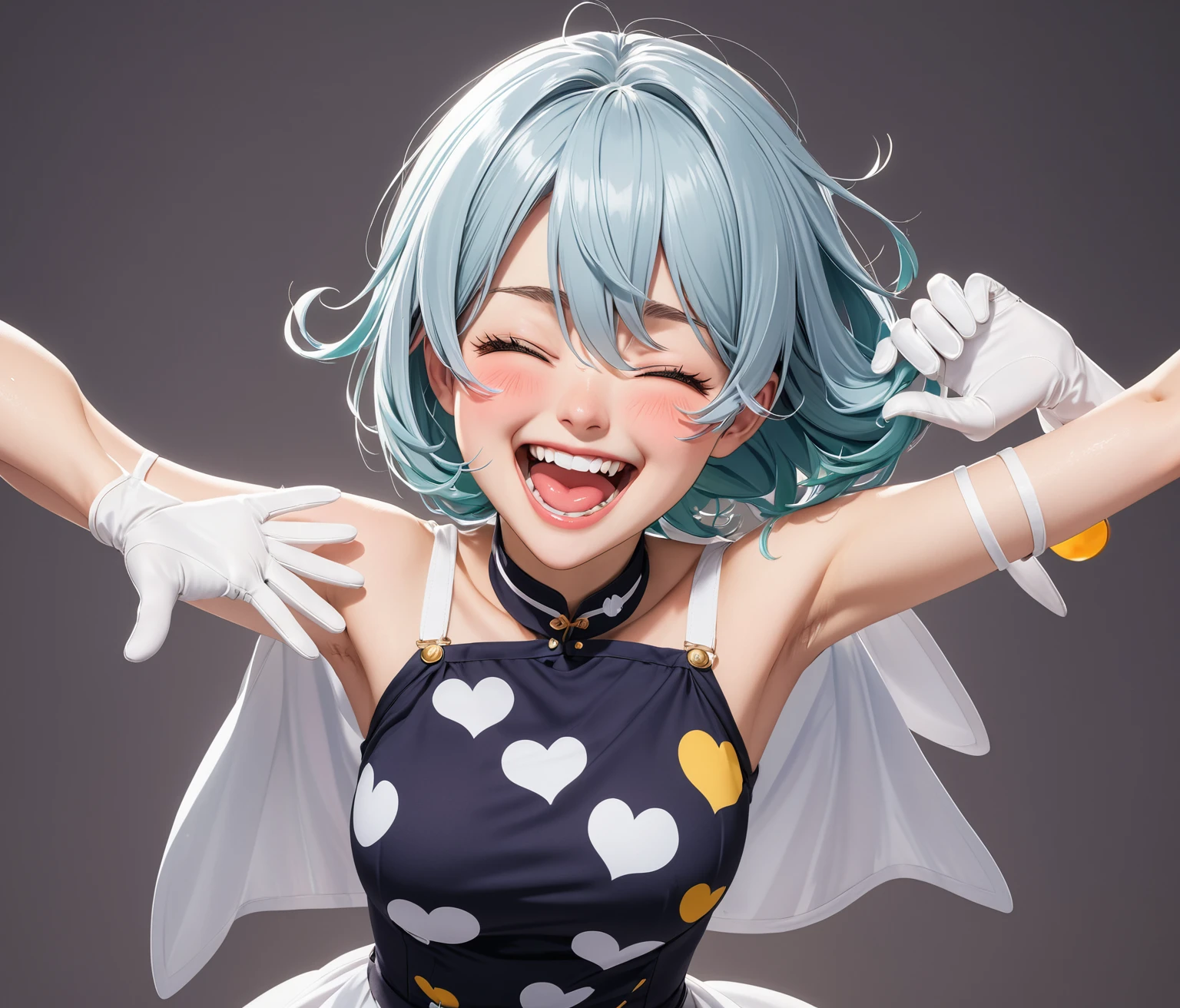 an extremely delicate and beautiful girls with her arms up,(laughing:1.4),(big mouth:1.1),open mouth,happy,(frown:1.3),(pain face),crazy smile,blush,sweat,(white gloves),(her armpits tickling with white gloves),White gloves go under the girl's armpits,((trembling)),tears,drooling,(((masterpiece))), (((best quality))), (official art), ((extremely detailed CG unity 8k wallpaper)), (Best character details), ((ultra-detailed)), (illustration), (dynamic angle),