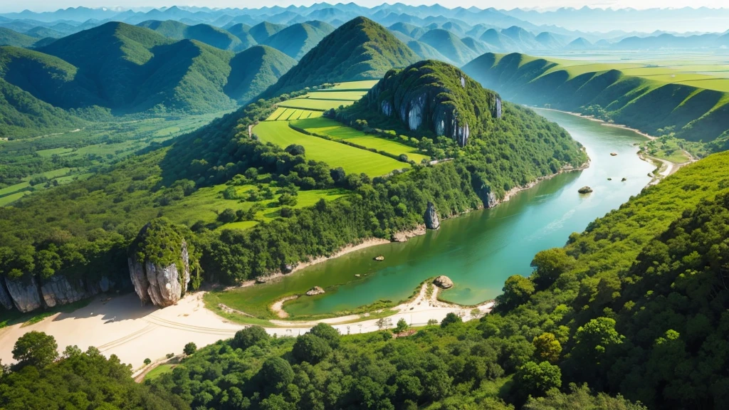 Beautiful countryside scene of Thailand. Aerial view. Photorealistic photos, High definition