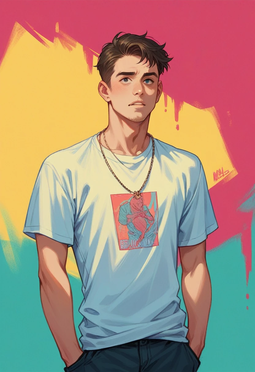 smart boy neon background realistic 8k