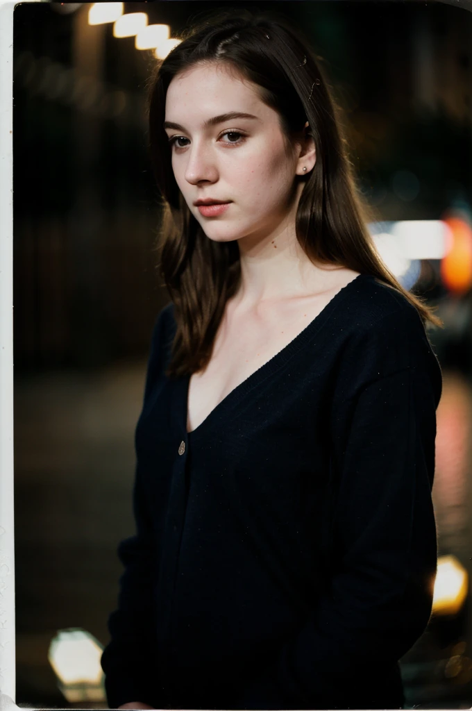 polaroid photo, night photo, photo of 24 y.o beautiful woman, pale skin, bokeh, motion blur