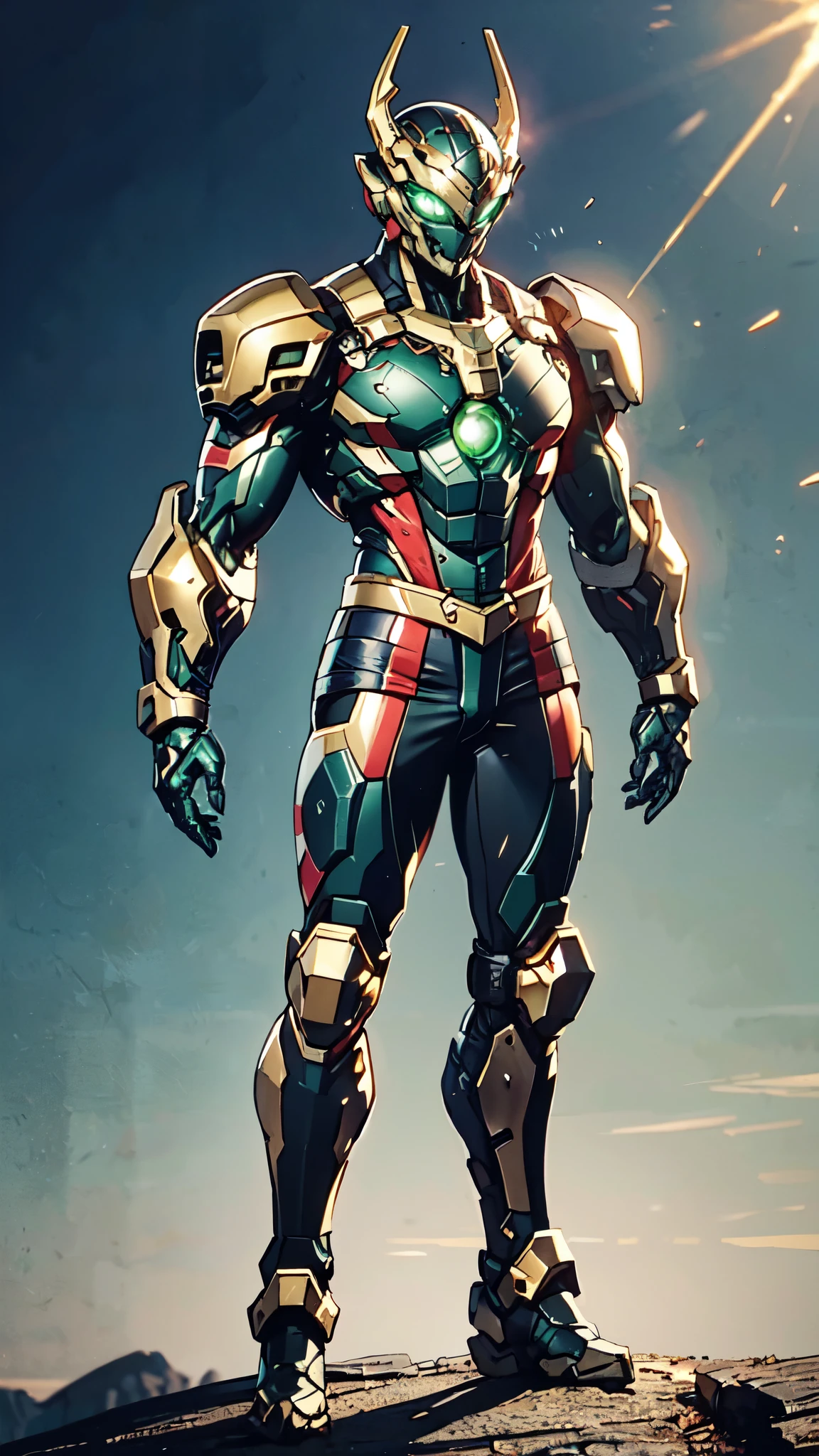 A man wearing a full-face helmet, a fantasy-style biotech armored combat suit, green eyes, (a composite layered chest armor), fully enclosed shoulder guards, matching arm and leg guards, the belt is adorned with dragon claw grasping orbs, (the color scheme is primarily black with red accents), the design balances heavy with agility, a high-tech bio-mecha armor, (Armor Concept Inspired by Dragons, stand on the top of a skyscraper in a futuristic sci-fi city), this character embodies a finely crafted fantasy-surreal style armored hero in anime style, exquisite and mature manga art style, (element, plasma, energy, the armor glows), ((male:1.5)), metallic, real texture material, dramatic, high definition, best quality, highres, ultra-detailed, ultra-fine painting, extremely delicate, professional, perfect body proportions, golden ratio, anatomically correct, symmetrical face, extremely detailed eyes and face, high quality eyes, creativity, RAW photo, UHD, 32k, Natural light, cinematic lighting, masterpiece-anatomy-perfect, masterpiece:1.5