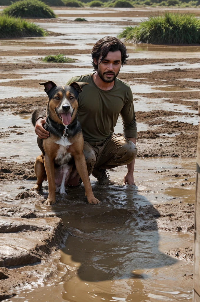 dogs in muds playing