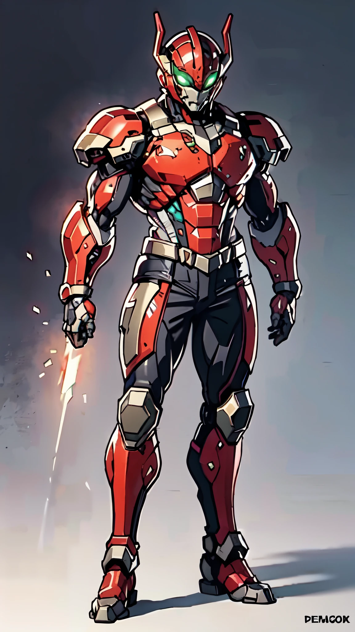 A man wearing a full-face helmet, a fantasy-style biotech armored combat suit, green eyes, (a composite layered chest armor), fully enclosed shoulder guards, matching arm and leg guards, the belt is adorned with dragon claw grasping orbs, (the color scheme is primarily black with red accents), the design balances heavy with agility, a high-tech bio-mecha armor, (Armor Concept Inspired by Dragons, stand on the top of a skyscraper in a futuristic sci-fi city), this character embodies a finely crafted fantasy-surreal style armored hero in anime style, exquisite and mature manga art style, (element, plasma, energy, the armor glows), ((male:1.5)), metallic, real texture material, dramatic, high definition, best quality, highres, ultra-detailed, ultra-fine painting, extremely delicate, professional, perfect body proportions, golden ratio, anatomically correct, symmetrical face, extremely detailed eyes and face, high quality eyes, creativity, RAW photo, UHD, 32k, Natural light, cinematic lighting, masterpiece-anatomy-perfect, masterpiece:1.5