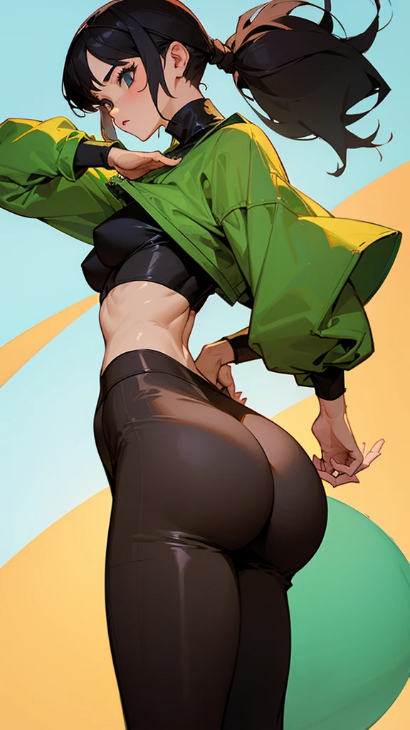 A girl in crop tops with a big ass wearing Mine sai