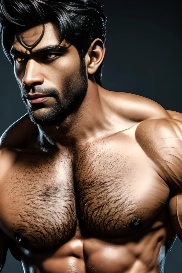 Werewolf with a wolf face and muscular wolf fur on his body.