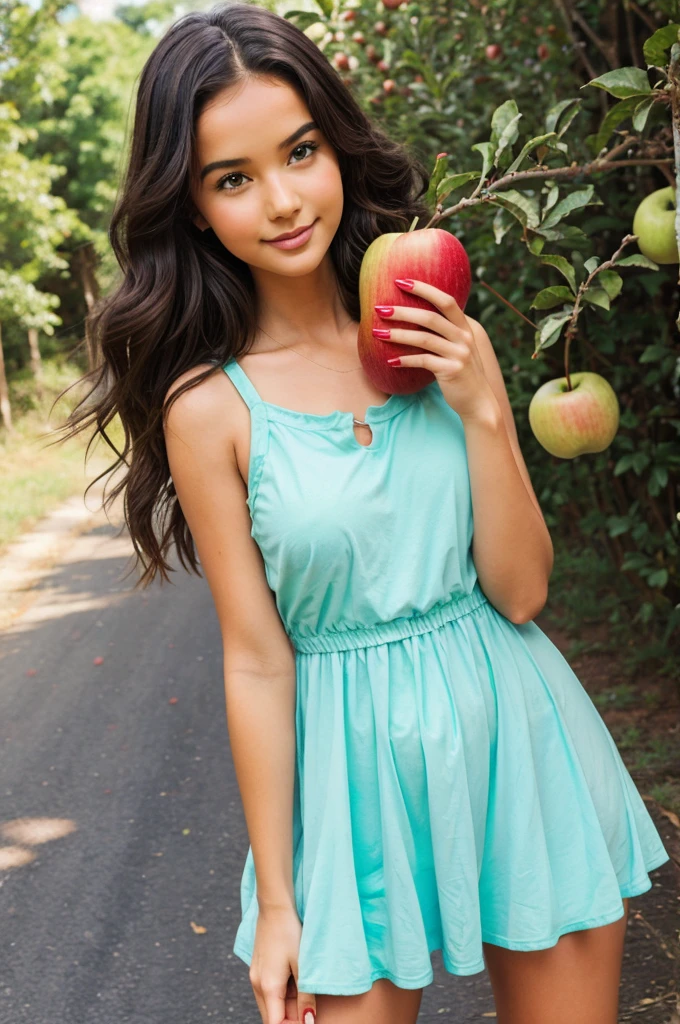 cute girls apples in hand