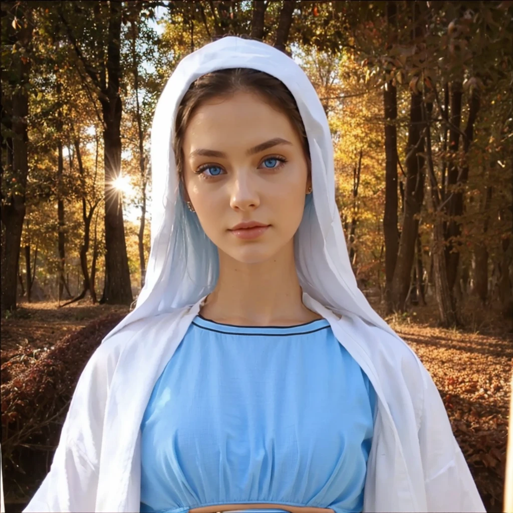 Beautiful woman with light blue eyes