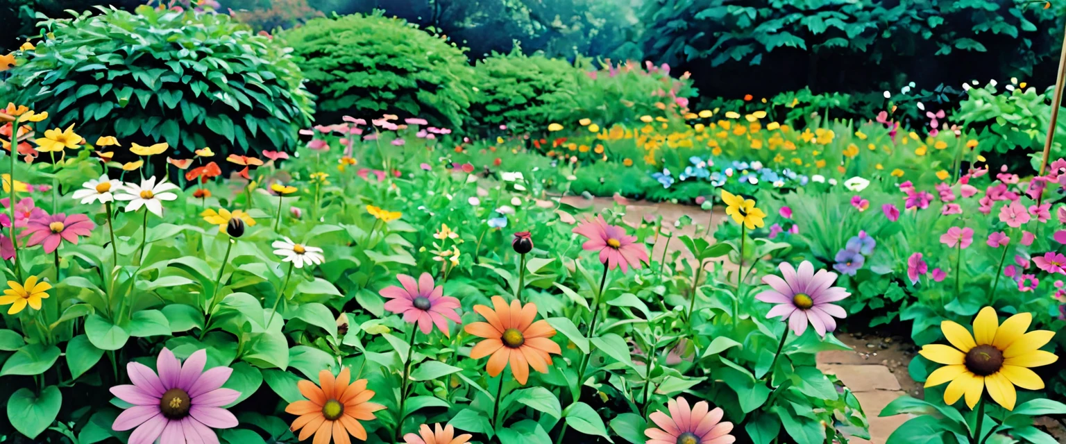 simple garden 1970's hippie style garden flower