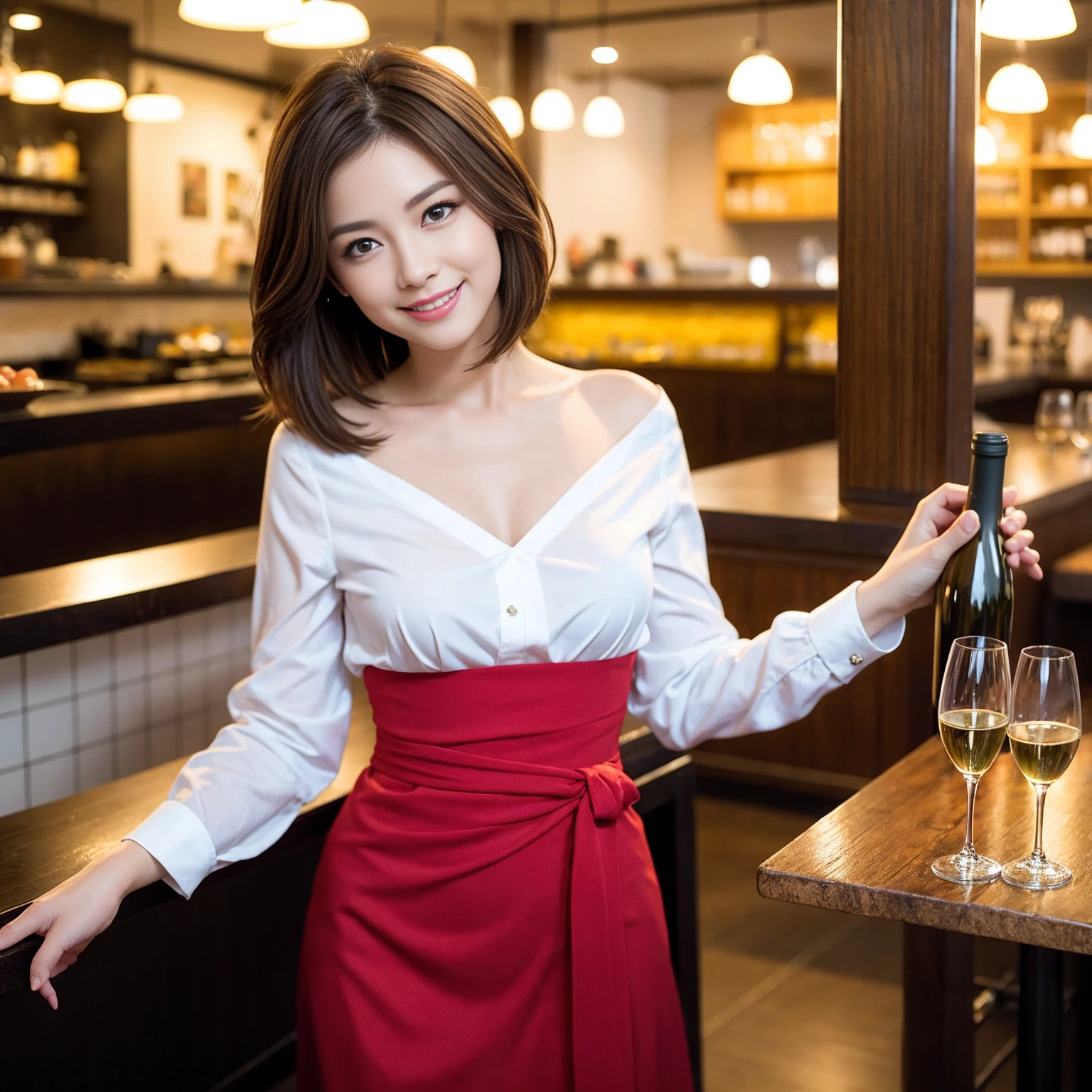 ((Highest quality、8K、masterpiece:1.3))、Yuuko Araki、slimカップル、Pink rubber、modelカップル、(Realistic, Intricate details:1.2), full-course dinner、Wine Party、Amazing view of the sunset sky and clouds、A bright smile、The wonderfulness of smile、Bright image、The beauty of wine, Beautiful Face, blue eyes, The light shines on your face, Blushing, short hair,Bright Face、 (Age 37), 39 years old, red wine 、Appetizers、Italian food、Wine bottle、Champagne、sparkling wine、Two beauties、Brown Hair、Shortcuts、Long sleeve shirt、dress、Beautiful woman 1, (slimな顔), (The body is slim), (Brown Hair), (Shortcuts), cheeks turn a little red,Attractive beauty、restaurant, In a prominent place (From the waist up) Nova Frog Style, actress, model, Upper Body, White wine, slim, wine glass, 中央に置かれたwine glass, smile, (smile: 1.15), Beautiful fine grain, Depth f/2,saturation, High Contrast, Strong light and shadow,Moist Body:1.5、3D texture、Delicate eyes、Brown Hair、The hair is very shiny、