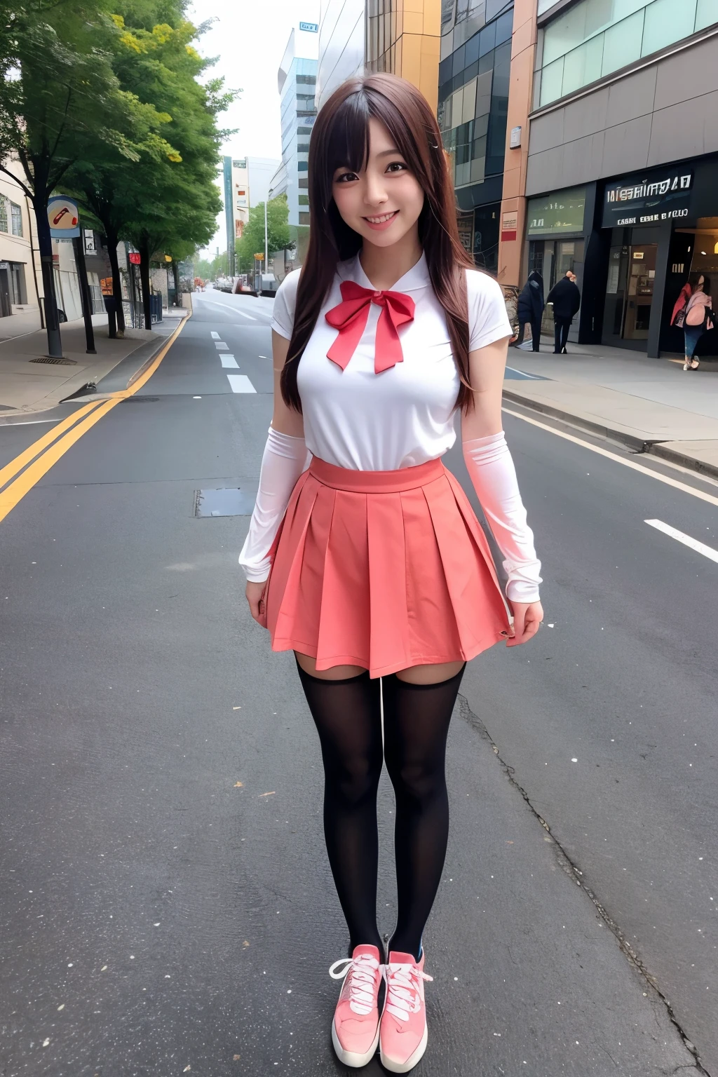 (8k, RAW photo, best quality, masterpiece, highres, absurdres, ultra detailed:1.3), (Photography, realistic, photo-realistic:1.4), (beautiful natural lighting, beautiful deatailed shadow, beautiful detailed glow :1.4), atmospheric,
BREAK 1 beautiful girl,alone,(cute:1.5),(Chibi:0.8),(kawaii1.5),(change:0.9),(horny, cute, full of energy, change face,slightly swollen chest),(black hair, messy short bob, story me, pink eyes:1.55 ),(full of energy, goofy smile, bad face:1.2),(white bunny ears headband:1.2),(smile,shine tooth:1.45),
BREAK //Character
1girl,
BREAK
//Fashions
BREAK (pink theme:1.4), (tone on tone:1.3), (pink long camisole tunic with chest ribbon:1.4), (A-line light pink tiered skirt with multi-layered ruffles:1.3), ((white overknee socks, white long stockings):1.3), (pink hight platform boots:1.2),BREAK
(looking up, level crossing, walking on road, country road, guardrail, rice field on one side: 1.6), (dusk, shining Big Dipper and red death star, Milky Way, shooting star, sky: 1.6), shining stars, summer, (Milky Way: 1.65),
BREAK wakame,wakame,wakame,(cowboy shot, from front:1.4), BREAK manga illustration,manga style,