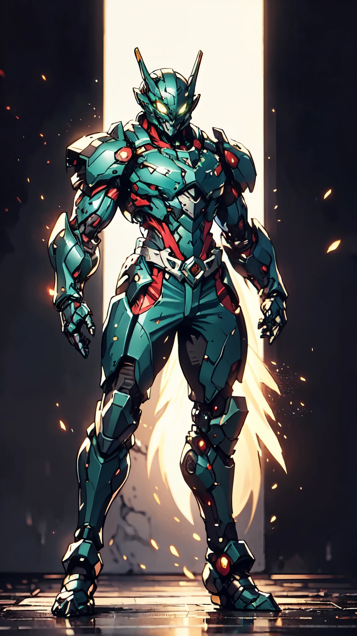 A man wearing a full-face helmet, a fantasy-style biotech armored combat suit, green eyes, (a composite layered chest armor), fully enclosed shoulder guards, matching arm and leg guards, the belt is adorned with dragon claw grasping orbs, (the color scheme is primarily black with red accents), the design balances heavy with agility, a high-tech bio-mecha armor, (Armor Concept Inspired by Dragons, stand on the top of a skyscraper in a futuristic sci-fi city), this character embodies a finely crafted fantasy-surreal style armored hero in anime style, exquisite and mature manga art style, (element, plasma, energy, the armor glows), ((male:1.5)), metallic, real texture material, dramatic, high definition, best quality, highres, ultra-detailed, ultra-fine painting, extremely delicate, professional, perfect body proportions, golden ratio, anatomically correct, symmetrical face, extremely detailed eyes and face, high quality eyes, creativity, RAW photo, UHD, 32k, Natural light, cinematic lighting, masterpiece-anatomy-perfect, masterpiece:1.5