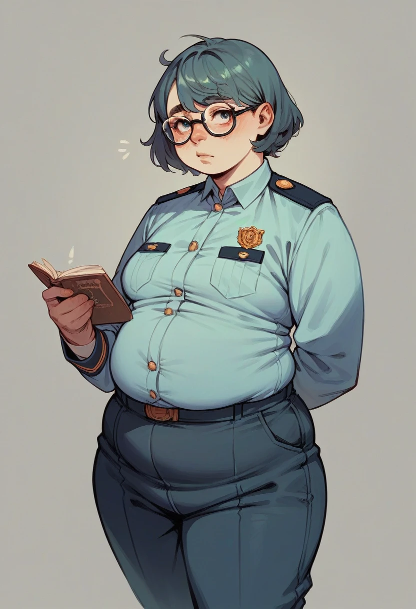 One girl,
Glasses nerd, poor, uniform size is not right so chest is about to burst, chubby, chestnut hair, half white