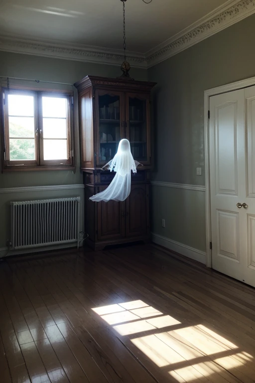 Ghost floating in an old room