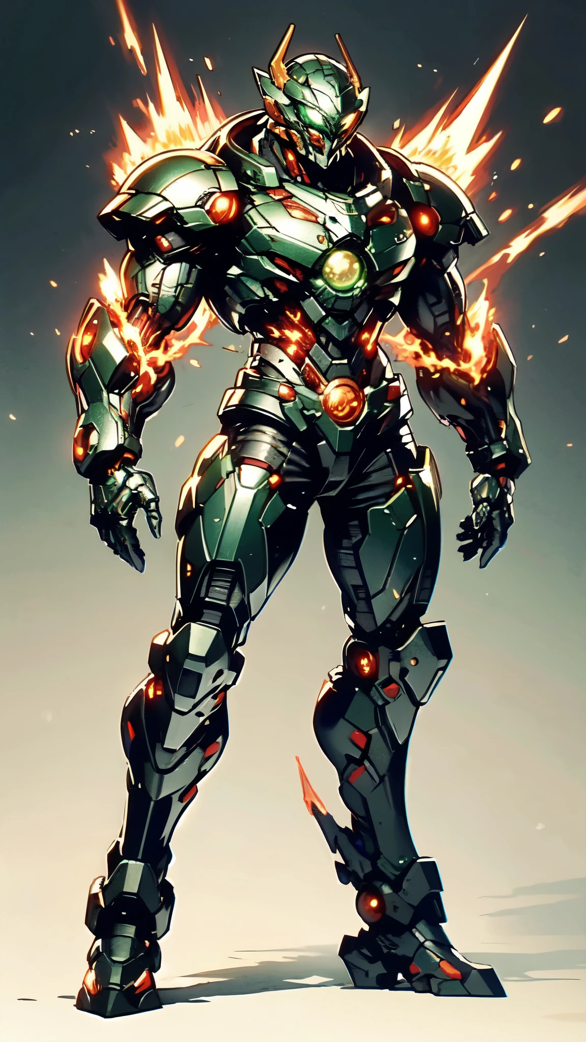 A man wearing a full-face helmet, a fantasy-style biotech armored combat suit, green eyes, (a composite layered chest armor), fully enclosed shoulder guards, matching arm and leg guards, the belt is adorned with dragon claw grasping orbs, (the color scheme is primarily black with red accents), the design balances heavy with agility, a high-tech bio-mecha armor, (Armor Concept Inspired by Dragons, stand on the top of a skyscraper in a futuristic sci-fi city), this character embodies a finely crafted fantasy-surreal style armored hero in anime style, exquisite and mature manga art style, (element, plasma, energy, the armor glows), ((male:1.5)), metallic, real texture material, dramatic, high definition, best quality, highres, ultra-detailed, ultra-fine painting, extremely delicate, professional, perfect body proportions, golden ratio, anatomically correct, symmetrical face, extremely detailed eyes and face, high quality eyes, creativity, RAW photo, UHD, 32k, Natural light, cinematic lighting, masterpiece-anatomy-perfect, masterpiece:1.5