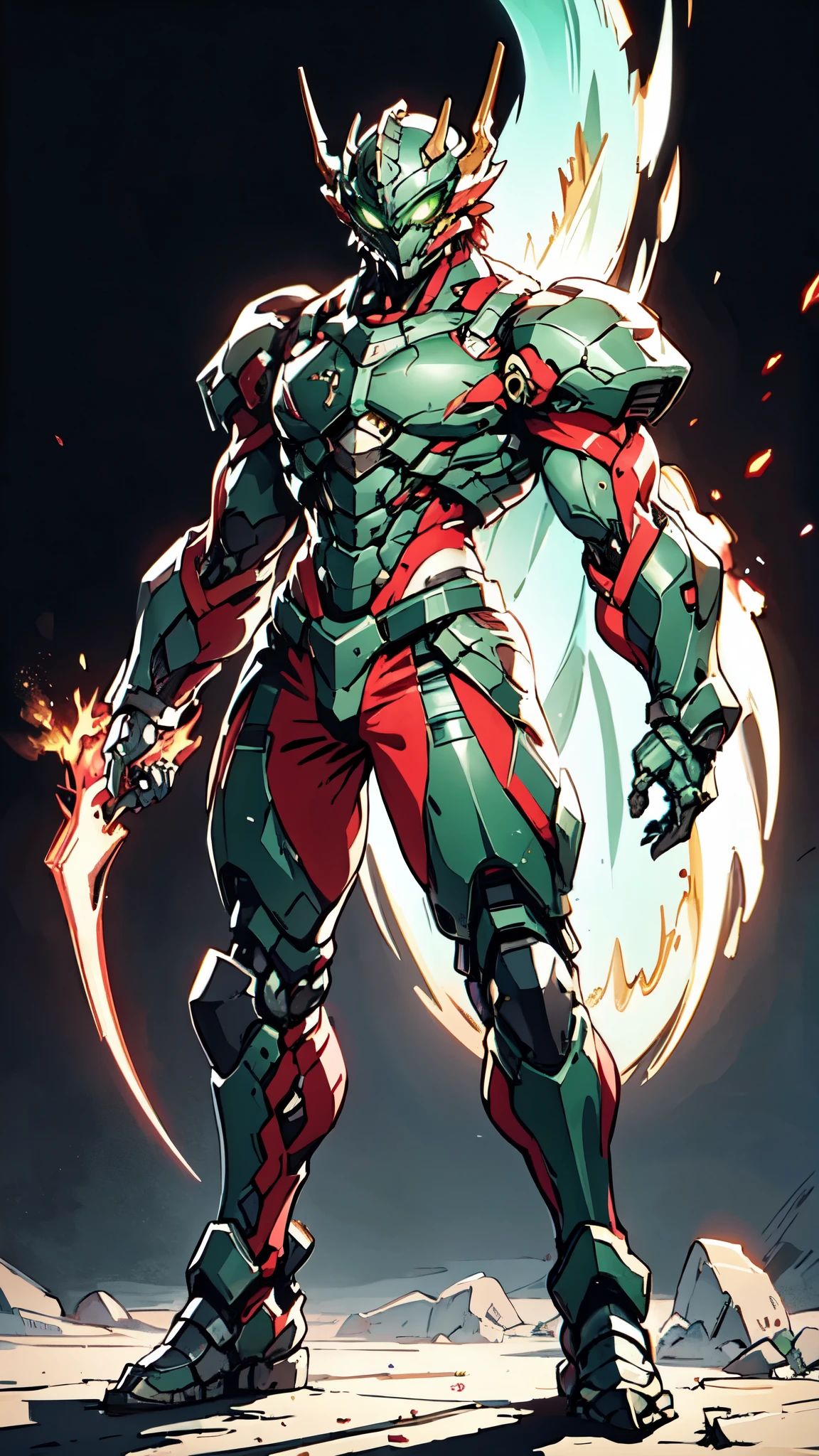 A man wearing a full-face helmet, a fantasy-style biotech armored combat suit, green eyes, (a composite layered chest armor), fully enclosed shoulder guards, matching arm and leg guards, the belt is adorned with dragon claw grasping orbs, (the color scheme is primarily black with red accents), the design balances heavy with agility, a high-tech bio-mecha armor, (Armor Concept Inspired by Dragons, stand on the top of a skyscraper in a futuristic sci-fi city), this character embodies a finely crafted fantasy-surreal style armored hero in anime style, exquisite and mature manga art style, (element, plasma, energy, the armor glows), ((male:1.5)), metallic, real texture material, dramatic, high definition, best quality, highres, ultra-detailed, ultra-fine painting, extremely delicate, professional, perfect body proportions, golden ratio, anatomically correct, symmetrical face, extremely detailed eyes and face, high quality eyes, creativity, RAW photo, UHD, 32k, Natural light, cinematic lighting, masterpiece-anatomy-perfect, masterpiece:1.5