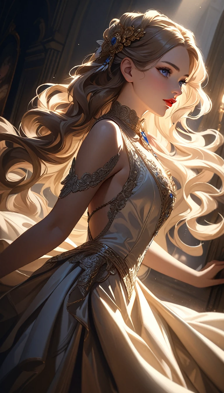 beautiful detailed eyes, beautiful detailed lips, extremely detailed eyes and face, long eyelashes, 1girl, beautiful young woman, aristocratic noble, late 20s, sensual, lustful, hedonistic, luxurious dress, ornate jewelry, flowing hair, dramatic lighting, chiaroscuro, dramatic shadows, cinematic, high quality, 8k, ultra-detailed, photorealistic, oil painting, elegant, sophisticated, ornate, renaissance, baroque
