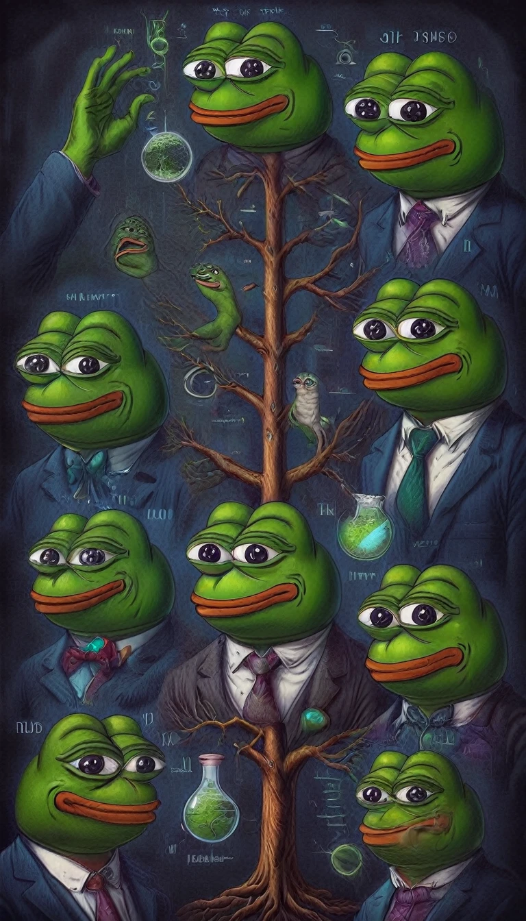 pepe family tree scientific illustration this is fine digital art