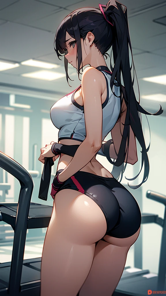 A sexy girl in very hot gym clothes with a big ass