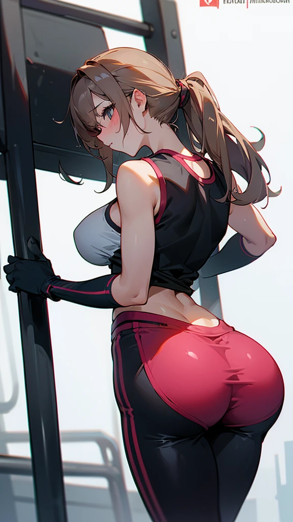 A sexy girl in very hot gym clothes with a big ass