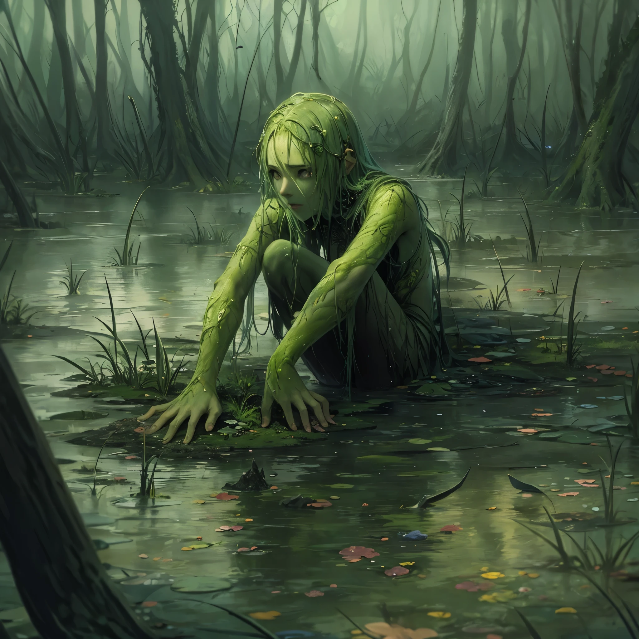 (masterpiece, best quality), beautiful female, long hair, black hair, red eyes, scare face, <lora:bottomlessSwamp:0.8> swamp,bottomless swamp,sticky slime,slime (creature),slime (substance),
<lora:add_detail:1>
