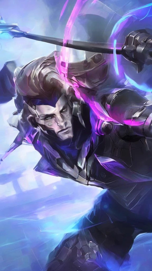 a close up of a male cyborg holding a spear, cryokinesis, highly detailed, hyper realistic, cinematic lighting, dramatic pose, intricate details, sharp focus, 8k, photorealistic, digital painting, concept art