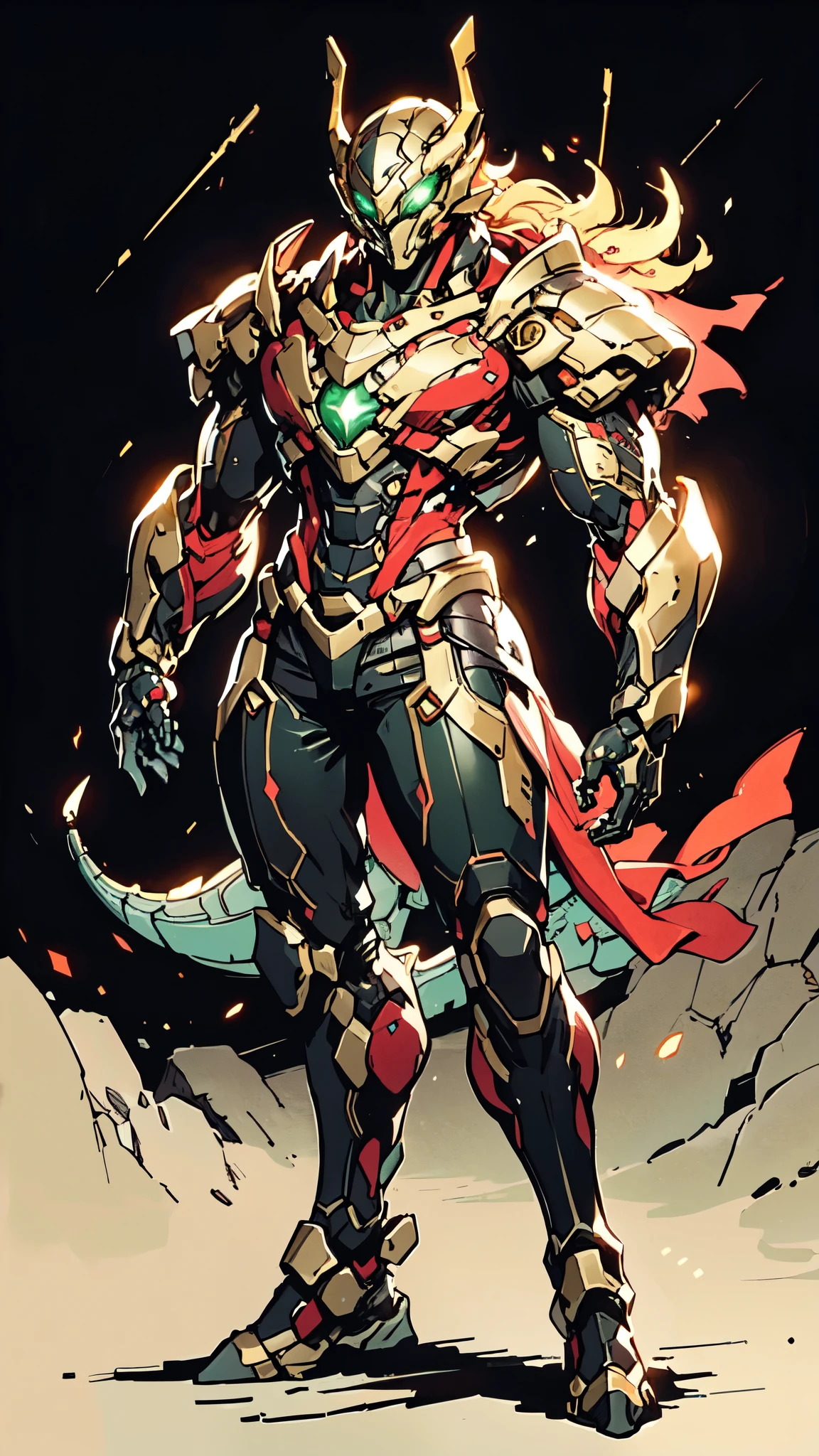 A man wearing a full-face helmet, a fantasy-style biotech armored combat suit, green eyes, (a composite layered chest armor), fully enclosed shoulder guards, matching arm and leg guards, the belt is adorned with dragon claw grasping orbs, (the color scheme is primarily black with red accents), the design balances heavy with agility, a high-tech bio-mecha armor, (Armor Concept Inspired by Dragons, stand on the top of a skyscraper in a futuristic sci-fi city), this character embodies a finely crafted fantasy-surreal style armored hero in anime style, exquisite and mature manga art style, (element, plasma, energy, the armor glows), ((male:1.5)), metallic, real texture material, dramatic, high definition, best quality, highres, ultra-detailed, ultra-fine painting, extremely delicate, professional, perfect body proportions, golden ratio, anatomically correct, symmetrical face, extremely detailed eyes and face, high quality eyes, creativity, RAW photo, UHD, 32k, Natural light, cinematic lighting, masterpiece-anatomy-perfect, masterpiece:1.5