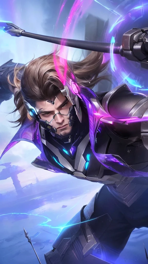a close up of a male cyborg holding a spear, cryokinesis, highly detailed, hyper realistic, cinematic lighting, dramatic pose, intricate details, sharp focus, 8k, photorealistic, digital painting, concept art
